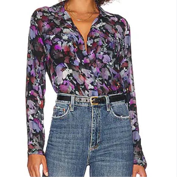 Bella Dahl Full Button Down Hipster Blouse in Evening Floral - Picture 16 of 16